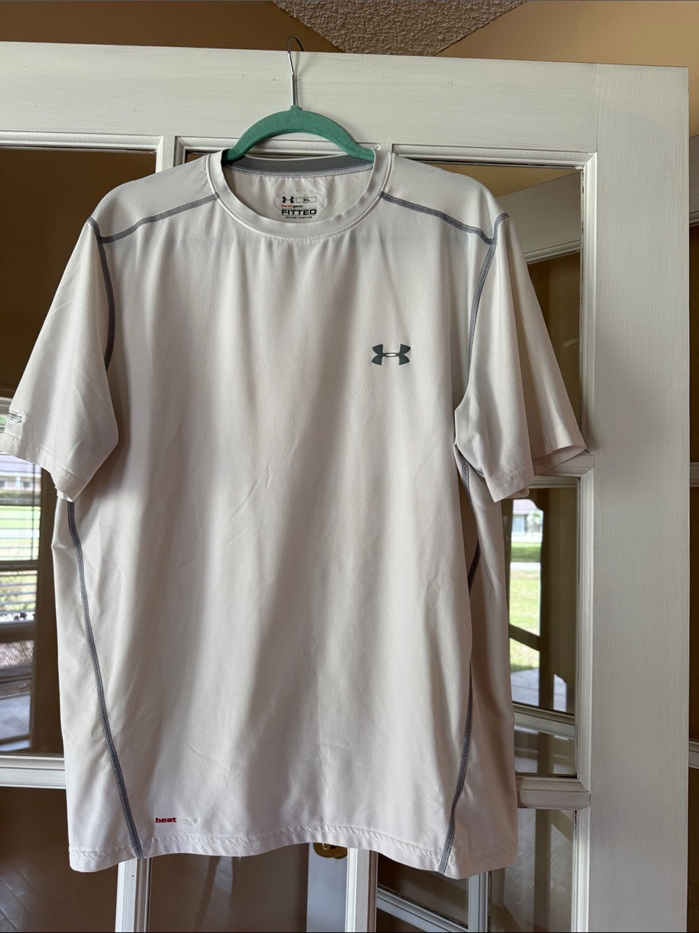 Under Armour Men’s White Short Sleeve Performance Tee with Gray Accents
